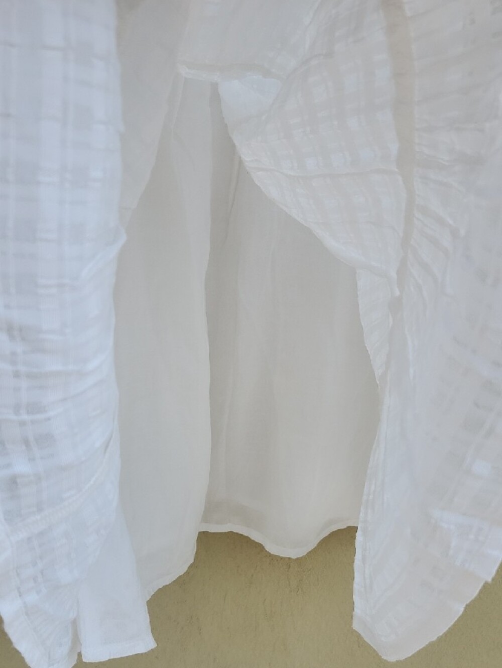 French Connection Sundress White Textured Mini Dress with V-Neck - Picture 15 of 16